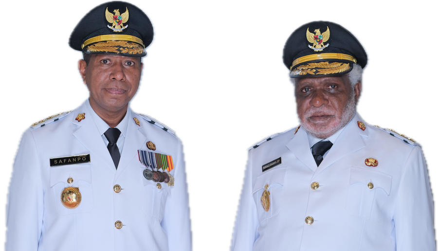 Prof. Dr. Ir. Apolo Safanpo, S.T., M.T., Gubernur Papua Selatan, bersama Paskalis Imadawa, S.Pd., Wakil Gubernur Papua Selatan